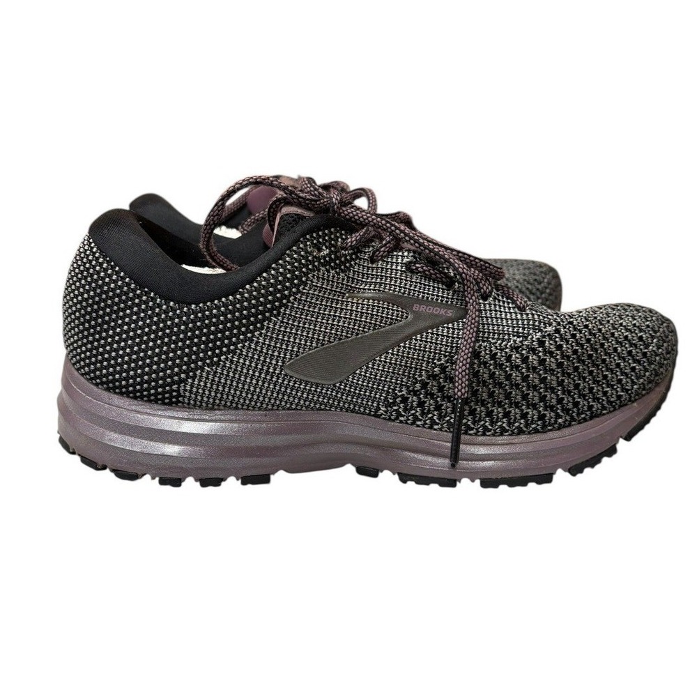 Brooks Revel 2 Running Shoes Black Grey Mauve Knit Athletic Outdoor Sneakers 8‎ - Picture 2 of 13